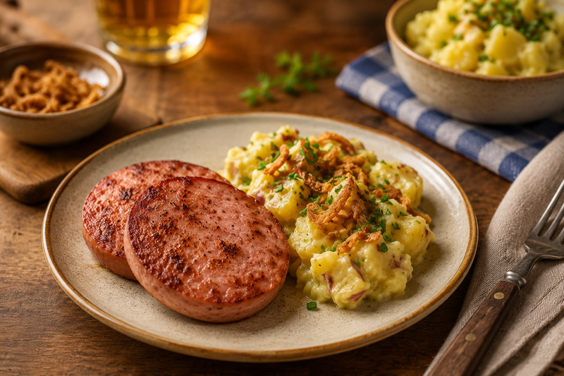 Leberkäse mit Kartoffelsalat wie beim Wirtshaus